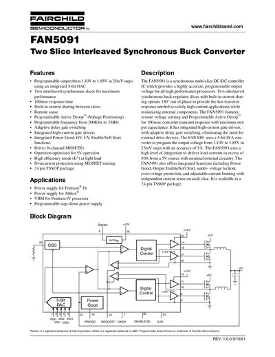 Fairchild FAN5091 Datasheet - cover page