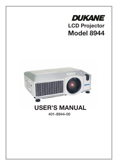 Dukane 8944 LCD Projector User's Manual - cover page