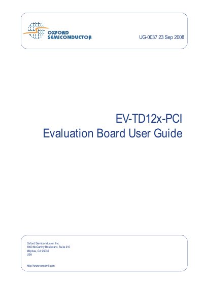 Oxford Semiconductor EV-TD12x-PCI Evaluation Board User Guide - cover page
