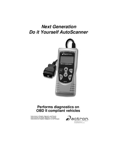 Actron Next Generation AutoScanner User Manual - cover page