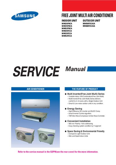 samsung MH026FNCA MH050FXCA2A MH035FNCA MH080FXCA4A MH052FNCA MH026FECA MH035FECA MH052FECA Manual - cover page