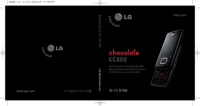 LG KG800 Mobile Phone User Guide - cover page
