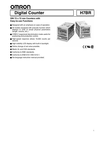 Omron H7BR Digital Counter User Manual - cover page