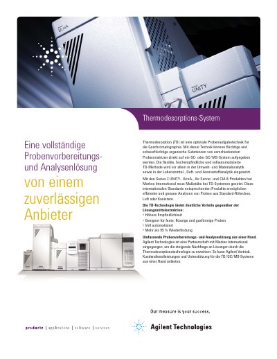 Markes International Series 2 Thermal Desorption Systems Product Leaflet