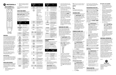 Motorola DRC800 4-in-1 Universal Remote Control User Manual - cover page