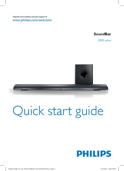 Philips 5000 Series SoundBar Quick Start Guide - cover page