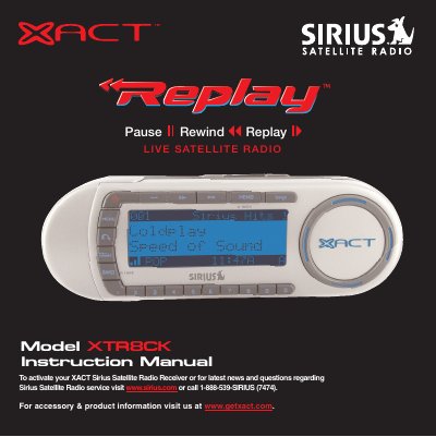 XACT XTR8CK Sirius Satellite Radio Receiver User Manual - cover page
