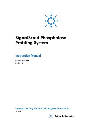 Agilent SignalScout Phosphatase Profiling System Instruction Manual - cover page