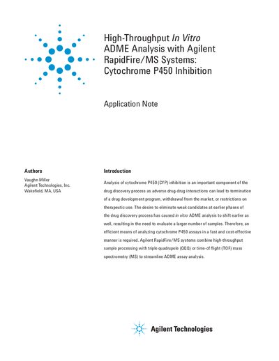 Agilent RapidFire/MS Cytochrome P450 Inhibition Application Note - cover page