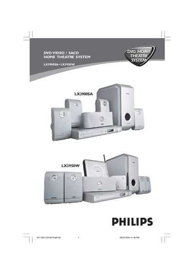Philips LX3900SA Home Theatre System User Manual - cover page