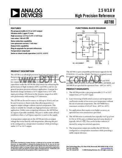 Analog Devices AD780 Datasheet - cover page