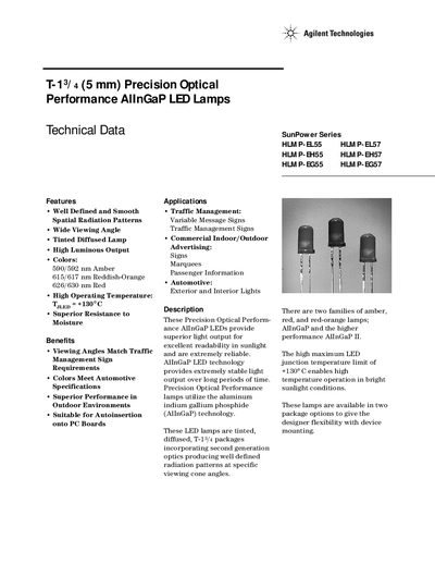 Agilent Technologies HLMP-EL55/HLMP-EH55/HLMP-EG55/HLMP-EL57/HLMP-EH57/HLMP-EG57 handbook - cover page