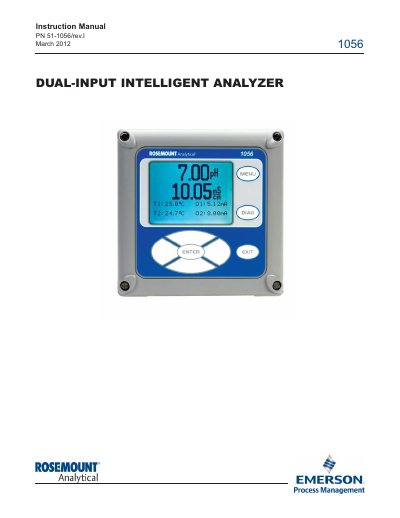 Rosemount Analytical Model 1056 Dual-Input Intelligent Analyzer Instruction Manual - cover page