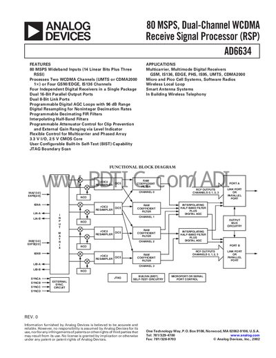 Analog Devices AD6634 Datasheet - cover page