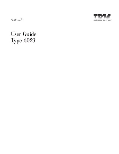 IBM NetVista Type 6029 User Guide - cover page