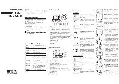 Hanna Instruments HI 96727 Color of Water ISM Instruction Manual - cover page