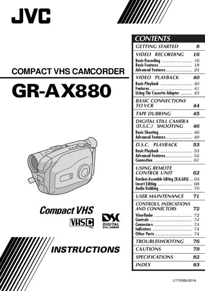 JVC GR-AX880 Compact VHS Camcorder User Manual - cover page