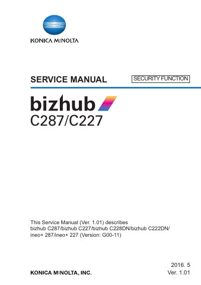 Konica Minolta bizhub C287/C227 Security Function Service Manual - cover page