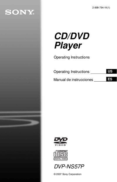 Sony DVP-NS57P CD/DVD Player User Manual - cover page