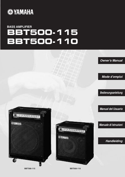 Yamaha BBT500-115/110 Bass Amplifier Owner's Manual - cover page