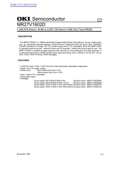OKI Semiconductor MR27V1602D PROM Datasheet - cover page