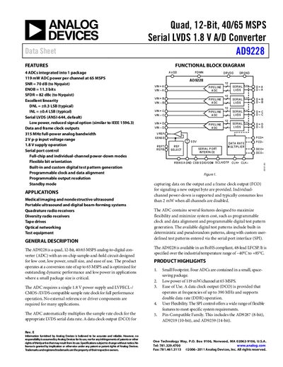 Analog Devices AD9228 12‑Bit ADC Datasheet