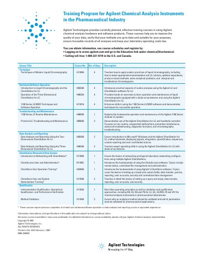 Agilent Training Program for Chemical Analysis Instruments in the Pharmaceutical Industry - cover page
