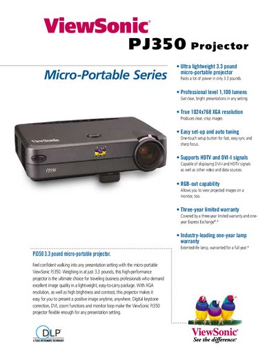 ViewSonic PJ350 Projector User Manual - cover page