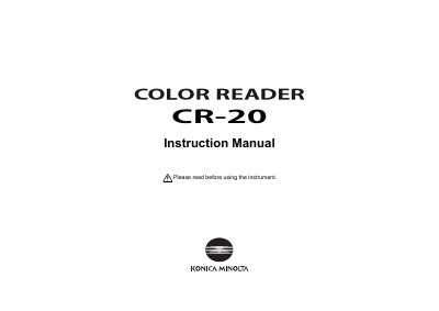 Konica Minolta CR-20 Color Reader Instruction Manual - cover page