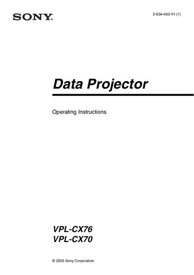 Sony VPL-CX76/VPL-CX70 Data Projector User Manual - cover page