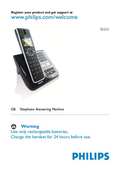 Philips SE655 Telephone Answering Machine User Manual - cover page