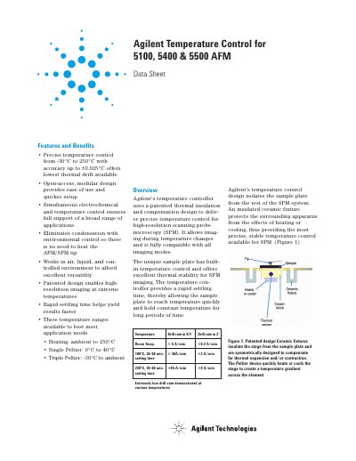 Agilent Temperature Control for 5100, 5400 &amp; 5500 AFM Datasheet