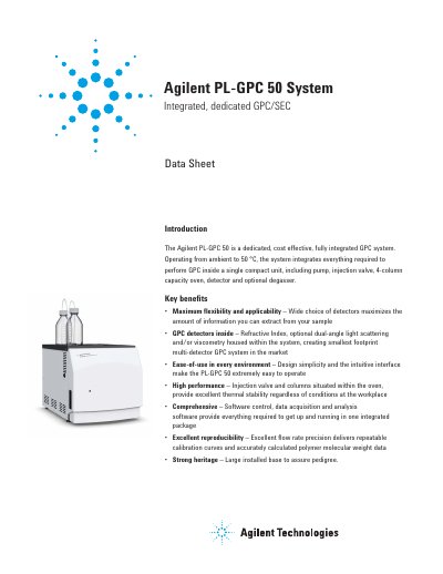 Agilent PL-GPC 50 Integrated GPC System Data Sheet