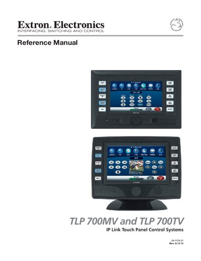 Extron TLP 700MV / TLP 700TV Reference Manual - cover page