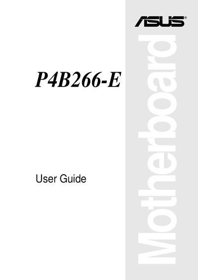 ASUS P4B266-E Motherboard User Guide - cover page