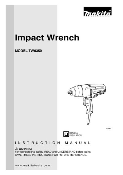 Makita TW0350 Impact Wrench Instruction Manual - cover page