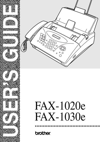 Brother FAX-1020e / FAX-1030e User Manual - cover page