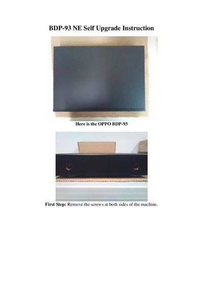 OPPO BDP-93 Service Manual – Self Upgrade Instruction - cover page