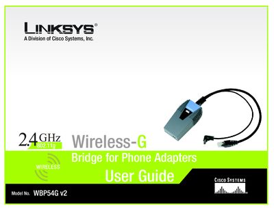 Linksys WBP54G v2 Wireless-G Bridge for Phone Adapters User Manual - cover page