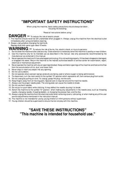Sewing Machine User Manual - cover page