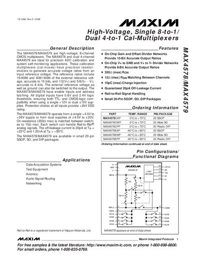 Maxim Integrated MAX4578/MAX4579 Datasheet - cover page