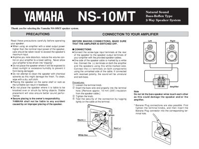 Yamaha NS-10MT 2-Way Speaker System User Manual - cover page