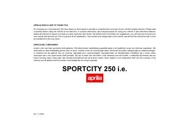 Aprilia SPORTCITY 250 i.e. User Manual - cover page