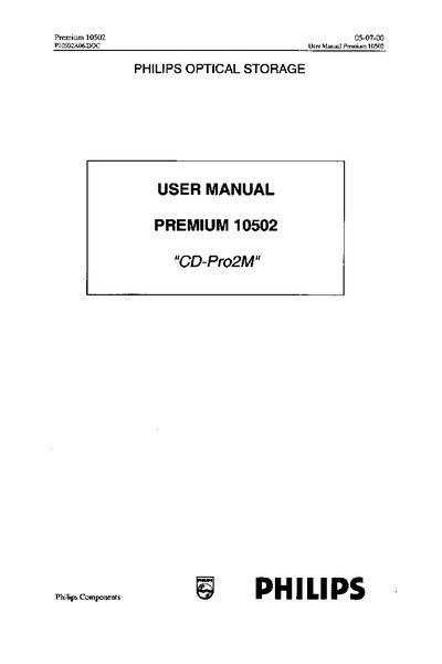 Philips Premium 10502 User Manual - cover page