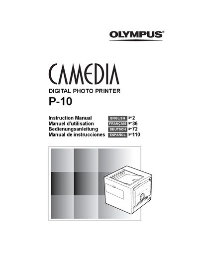 Olympus P-10 Digital Photo Printer Instruction Manual - cover page