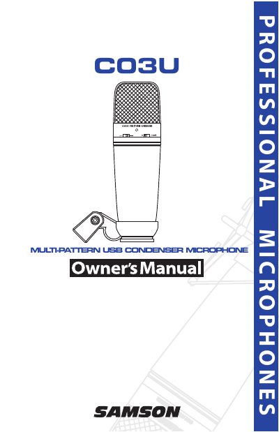 Samson C03U Multi-Pattern USB Condenser Microphone User Manual