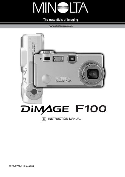 Minolta DIMAGE F100 Instruction Manual - cover page