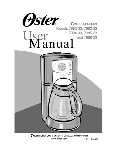 Oster 7982-33 Coffee Maker User Manual - cover page