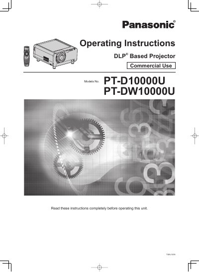 Panasonic PT-D10000U/PT-DW10000U DLP Projector Operating Instructions - cover page