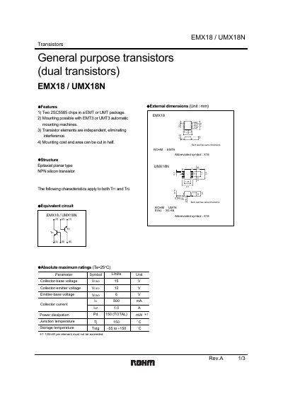 ROHM EMX18/UMX18N Datasheet